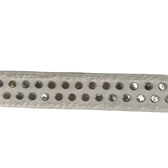 Bongo Women's White Polyurethane Adjustable Studded Buckle Belt Size Medium - Picture 2 of 10